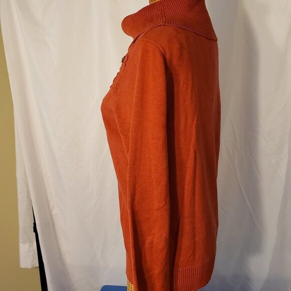 Ladies HAGGAR Cowl Neck Sweater w/Floral Design in Burnt Orange - S/P - Picture 3 of 5